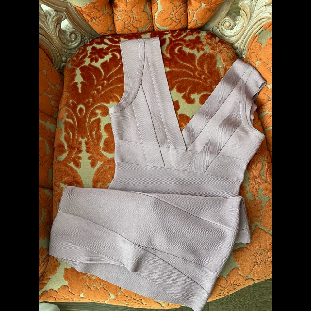 Herve Leger Dusty Lavender Bandage Mini Dress